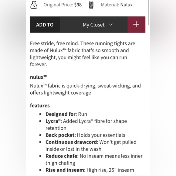 Lululemon Base Pace High-Rise Tight 25"
Estuary Grey Multi - Picture 9 of 9